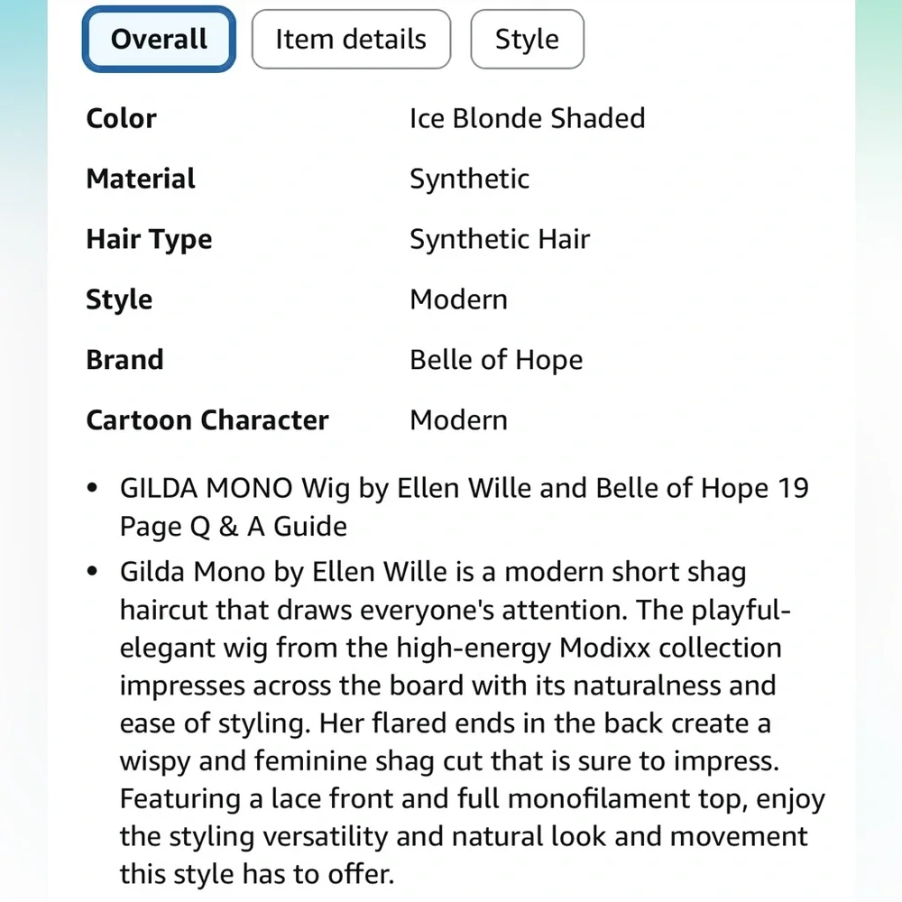 NWT MODIX X HAIR ENERGY GILDA MONO WIG BY ELLEN WILLIE ICE BLONDE SHADED - Picture 7 of 14
